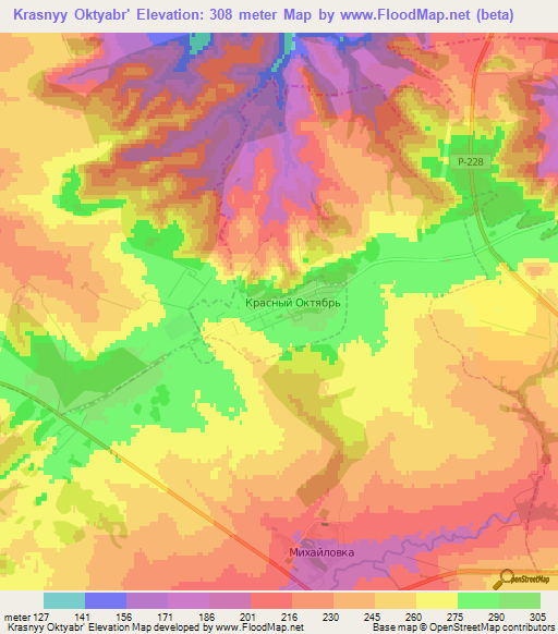 Krasnyy Oktyabr',Russia Elevation Map