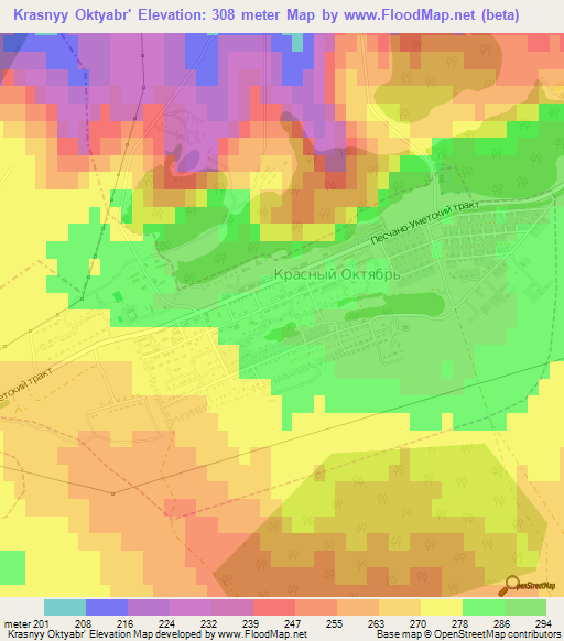 Krasnyy Oktyabr',Russia Elevation Map