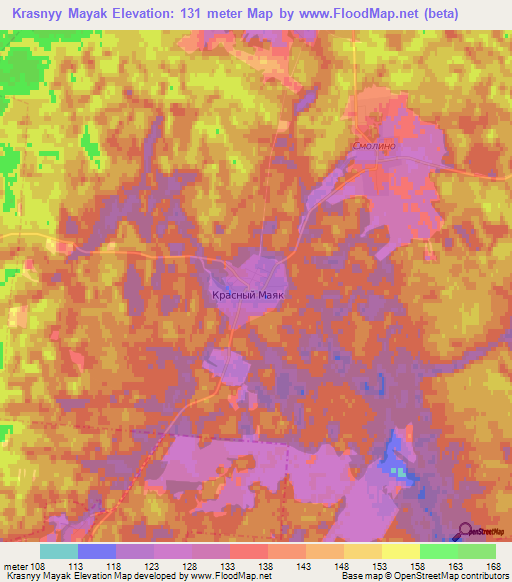 Krasnyy Mayak,Russia Elevation Map