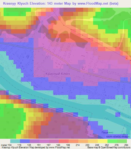 Krasnyy Klyuch,Russia Elevation Map