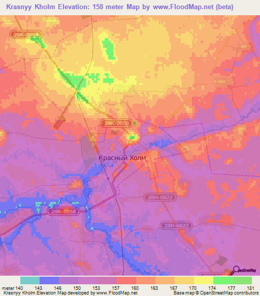 Krasnyy Kholm,Russia Elevation Map