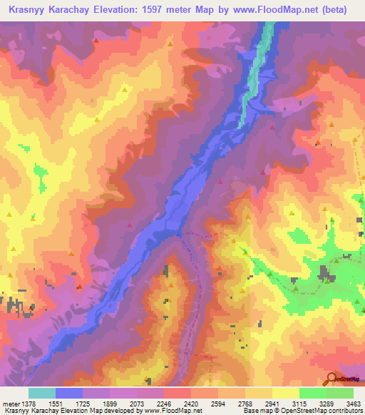 Krasnyy Karachay,Russia Elevation Map