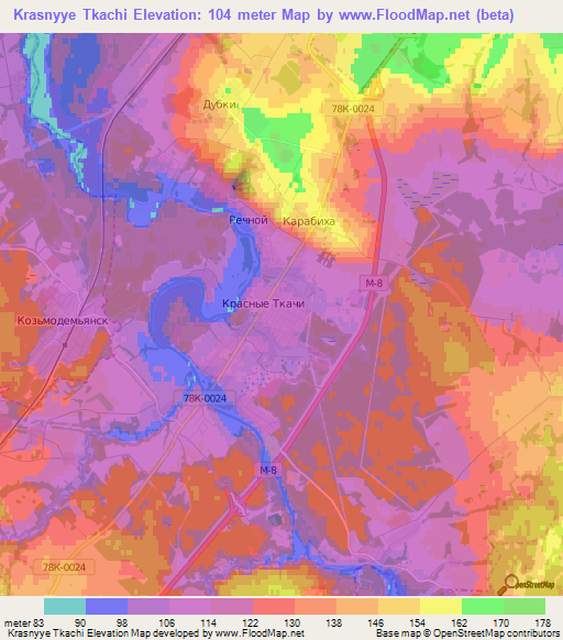 Krasnyye Tkachi,Russia Elevation Map