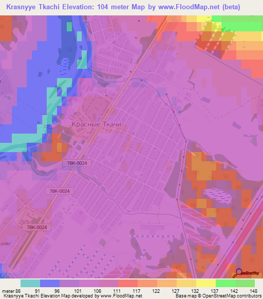 Krasnyye Tkachi,Russia Elevation Map