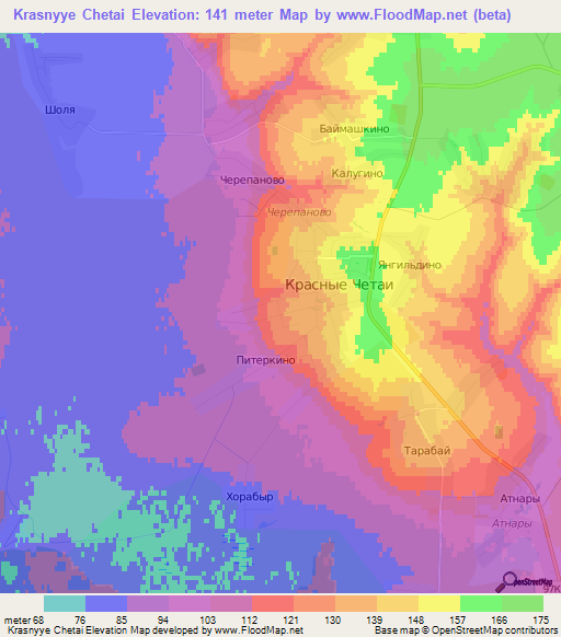 Krasnyye Chetai,Russia Elevation Map