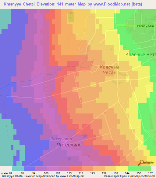 Krasnyye Chetai,Russia Elevation Map