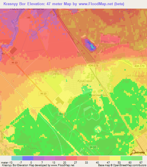 Krasnyy Bor,Russia Elevation Map