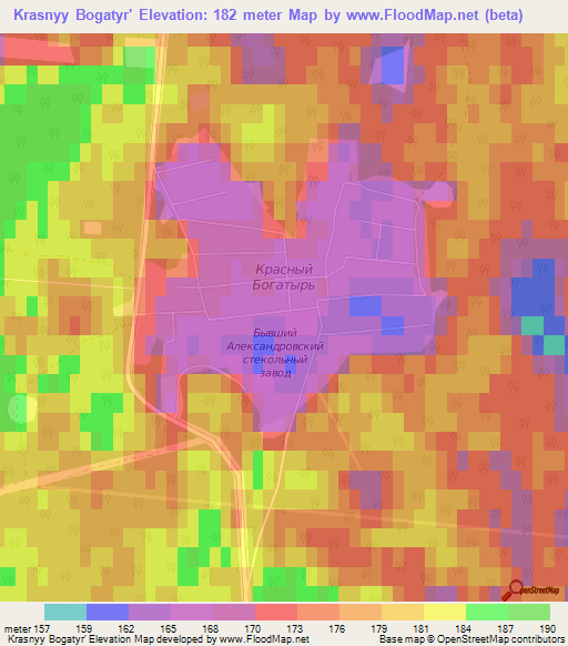 Krasnyy Bogatyr',Russia Elevation Map
