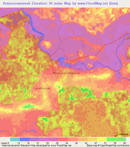 Krasnoznamensk,Russia Elevation Map