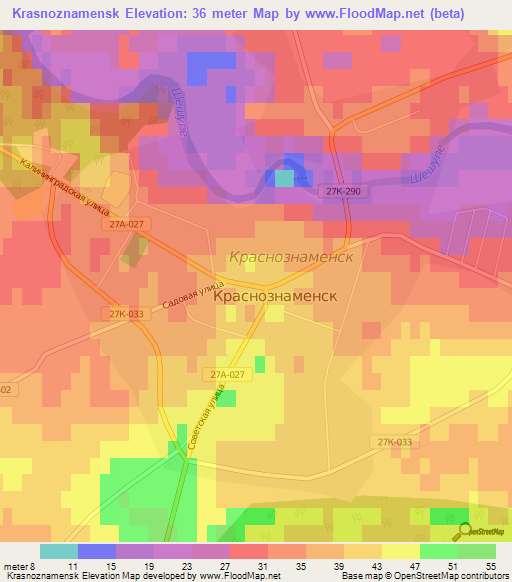 Krasnoznamensk,Russia Elevation Map