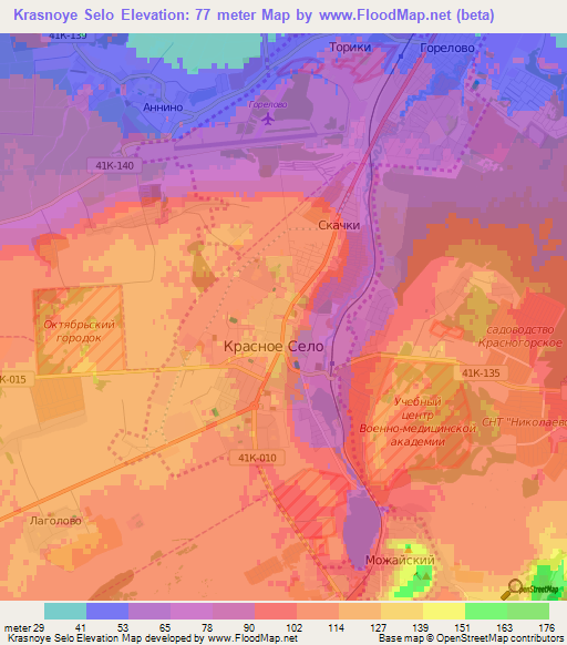 Krasnoye Selo,Russia Elevation Map