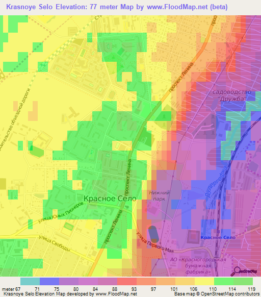 Krasnoye Selo,Russia Elevation Map