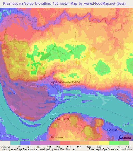 Krasnoye-na-Volge,Russia Elevation Map