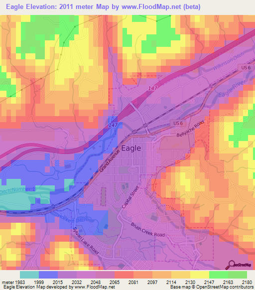 Elevation of Eagle,US Elevation Map, Topography, Contour