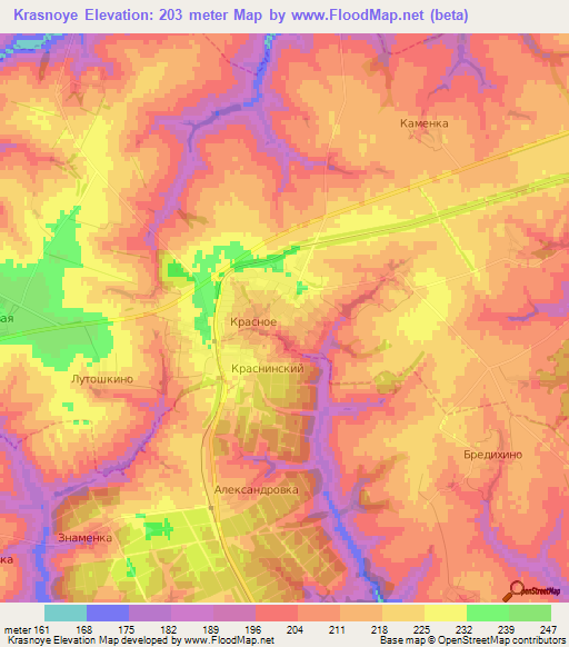 Krasnoye,Russia Elevation Map