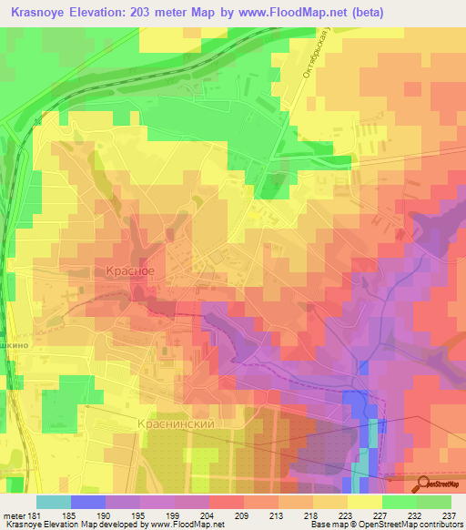 Krasnoye,Russia Elevation Map