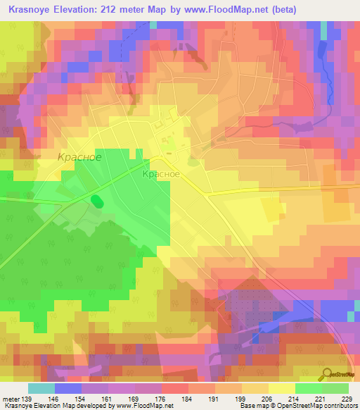 Krasnoye,Russia Elevation Map