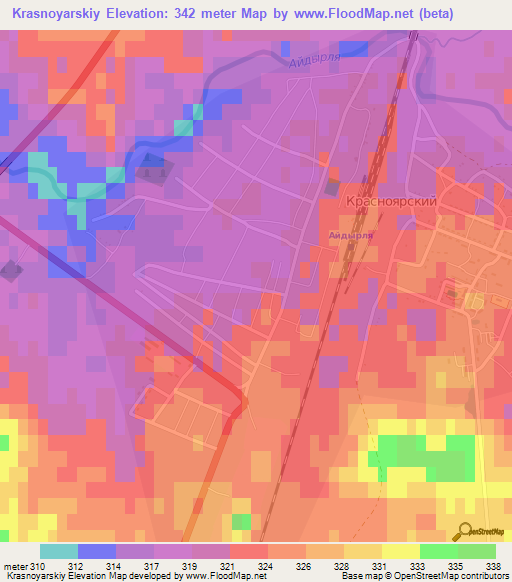 Krasnoyarskiy,Russia Elevation Map