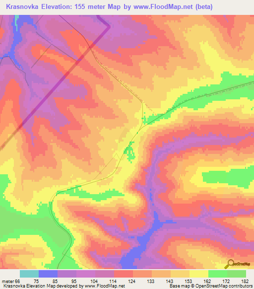 Krasnovka,Russia Elevation Map