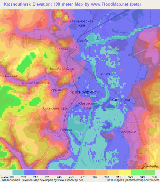 Krasnoufimsk,Russia Elevation Map