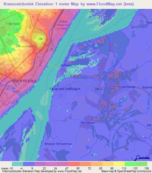 Krasnoslobodsk,Russia Elevation Map