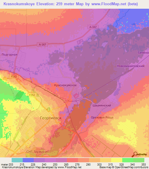 Krasnokumskoye,Russia Elevation Map