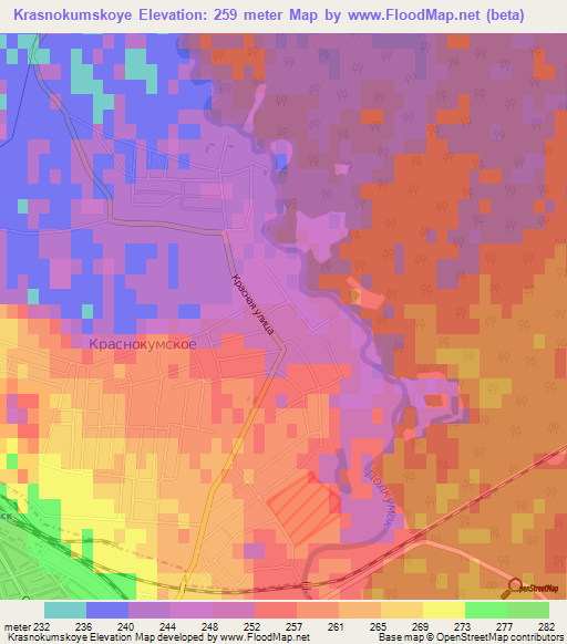 Krasnokumskoye,Russia Elevation Map