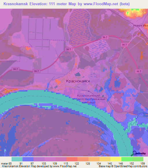 Krasnokamsk,Russia Elevation Map