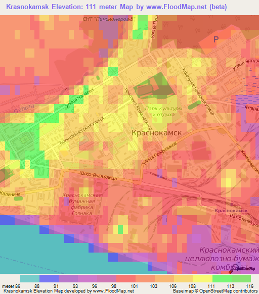 Krasnokamsk,Russia Elevation Map