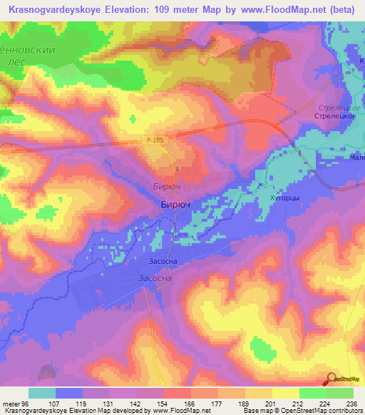 Krasnogvardeyskoye,Russia Elevation Map