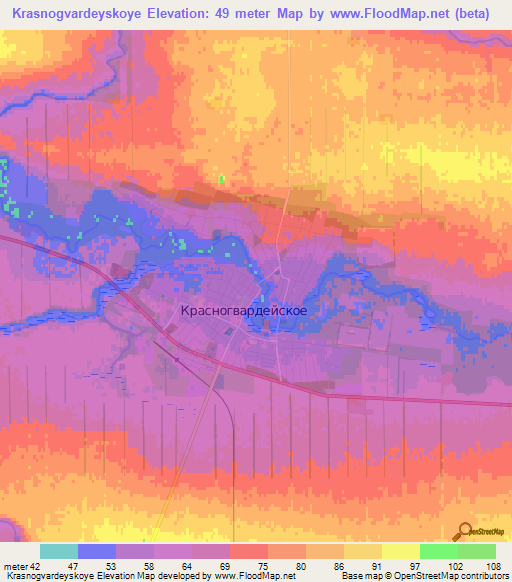 Krasnogvardeyskoye,Russia Elevation Map