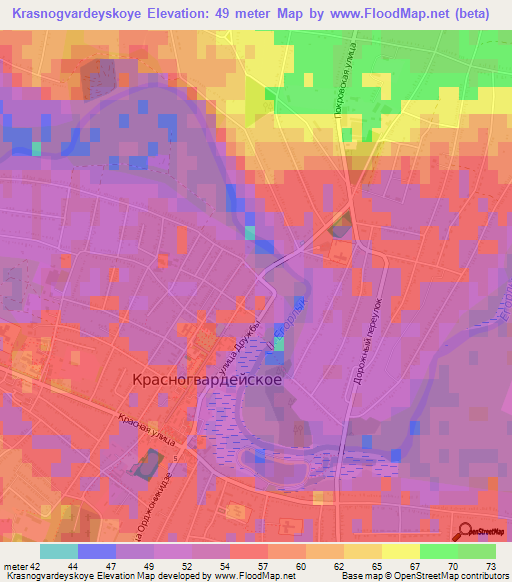 Krasnogvardeyskoye,Russia Elevation Map