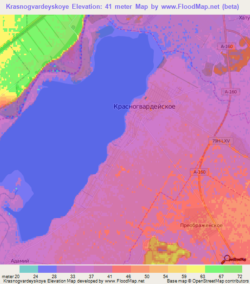 Krasnogvardeyskoye,Russia Elevation Map