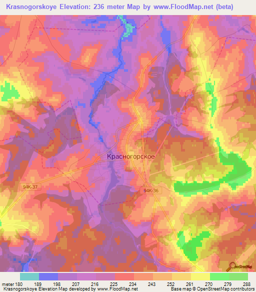 Krasnogorskoye,Russia Elevation Map