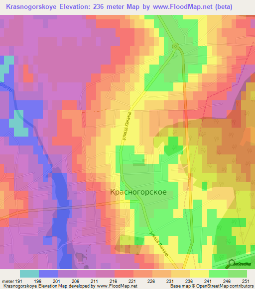 Krasnogorskoye,Russia Elevation Map