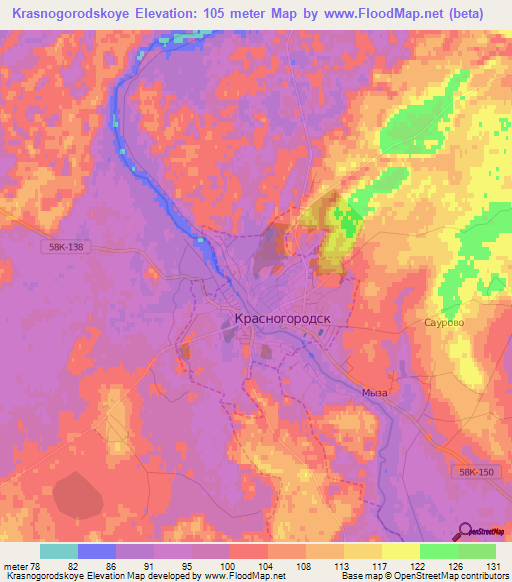 Krasnogorodskoye,Russia Elevation Map