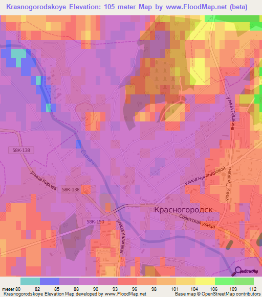 Krasnogorodskoye,Russia Elevation Map