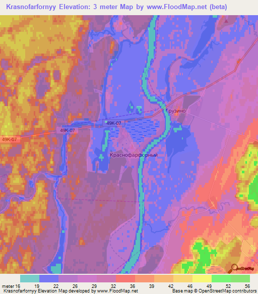 Krasnofarfornyy,Russia Elevation Map
