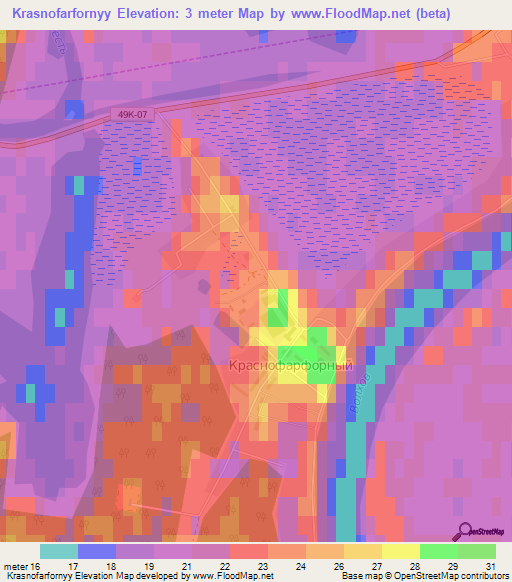 Krasnofarfornyy,Russia Elevation Map