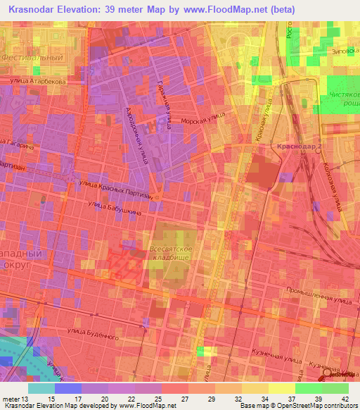 Krasnodar,Russia Elevation Map