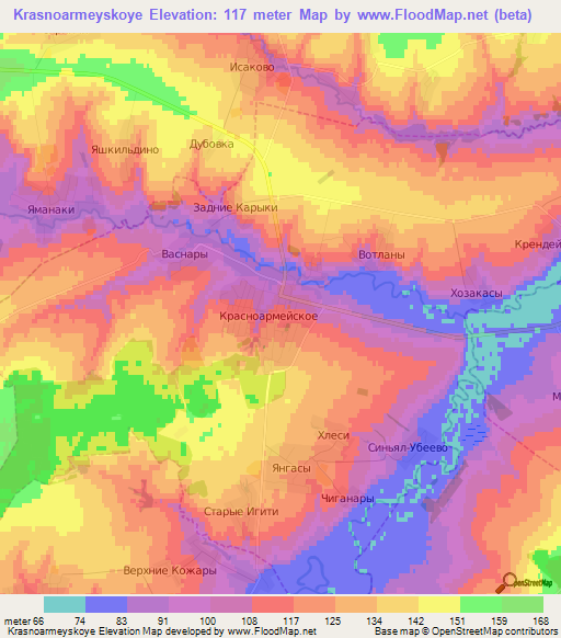 Krasnoarmeyskoye,Russia Elevation Map