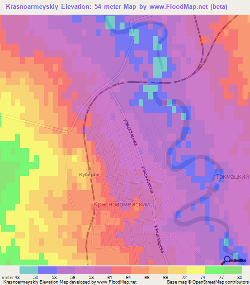 Krasnoarmeyskiy,Russia Elevation Map