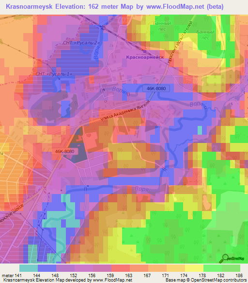 Krasnoarmeysk,Russia Elevation Map