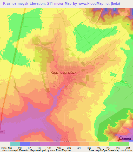 Krasnoarmeysk,Russia Elevation Map