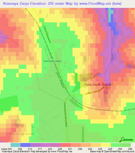 Krasnaya Zarya,Russia Elevation Map