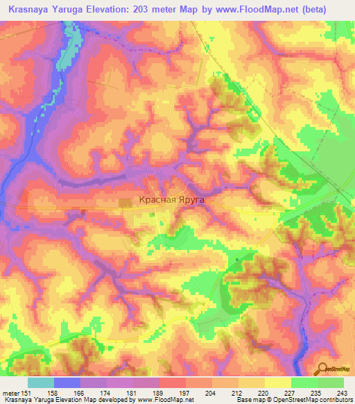 Krasnaya Yaruga,Russia Elevation Map