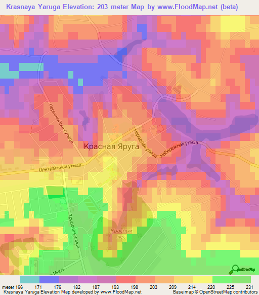 Krasnaya Yaruga,Russia Elevation Map