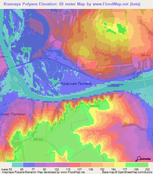 Krasnaya Polyana,Russia Elevation Map