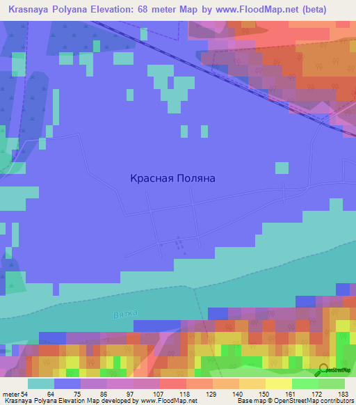 Krasnaya Polyana,Russia Elevation Map