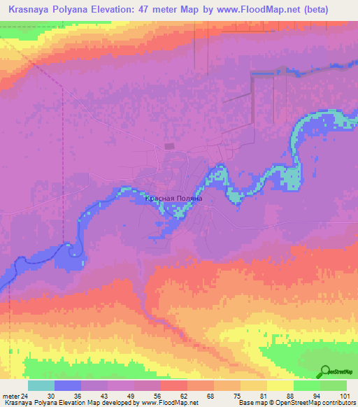 Krasnaya Polyana,Russia Elevation Map